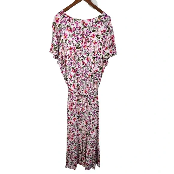 Lane Bryant Floral Maxi Dress Size 24 Spring Pockets Coquette Fairy Pink White - Picture 4 of 11